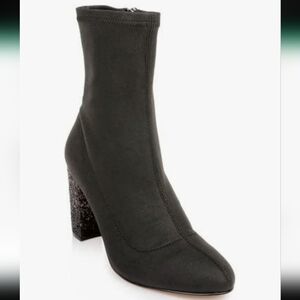 NEW Jewel Badgley Mischka Jovanna Glitter Block Heel Bootie